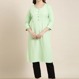 SHOWOFF Round Neck Regular Sleeves Straight Kurta-image-44