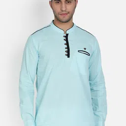 Kuons Avenue Curved Hem Pastels Linen Kurta with Pocket Detail-image-71