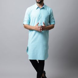 even Men Blue Pathani Kurta-29