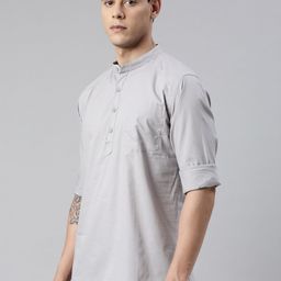 THE SOUL PATROL Band Collar Cotton Straight Kurta-image-52