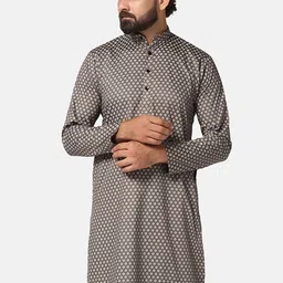 TAHVO Geometric Printed Mandarin Collar Cotton Straight Kurta-image-13
