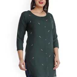 HIGHLIGHT FASHION EXPORT Ethnic Motifs Embroidered Beads & Stones Straight Kurti-image-10