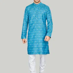 Authentics Geometric Woven Design Mandarin Collar Straight Kurta-image-43