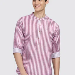 Anouk Pink & White Striped Cotton Short Kurta-picture-28