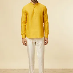 Manyavar Mandarin Collar Thread Work Short Kurta-image-100