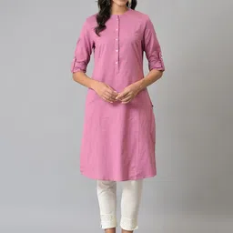 W Women Mauve Solid Kurta-picture-15