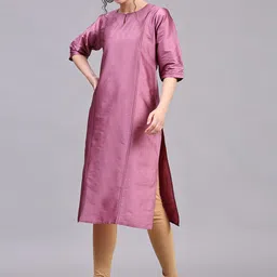 V TRADITION Keyhole Neck Thread Work Art Silk Kurta-52