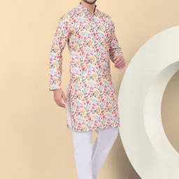 KRAFT INDIA Men Floral Thread Work Pathani Kurta-image-68
