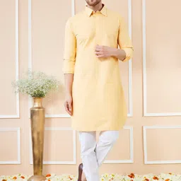 See Designs Shirt Collar Cotton Pathani Kurta-image-29