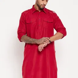 VASTRAMAY Men Solid Regular Pathani Kurta-picture-57