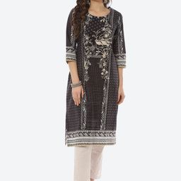 Biba Women Black & Beige Ethnic Motifs Printed Kurta-15