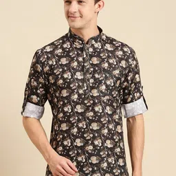 Sanwara Mandarin Collar Floral Cotton Kurta-image-22