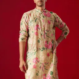 SHVAAS by VASTRAMAY Floral Printed Mandarin Collar Straight Kurta-picture-56