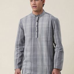 Fabindia Checked Mandarin Collar Cotton Kurta-picture-43