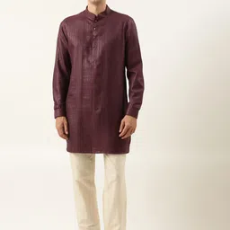 TheEthnic.Co Long Sleeves Mandarin Collar Cotton Pathani Kurta-image-1