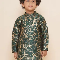 Sethukrishna Boys Mandarin Collar Abstract Printed Kurta-45