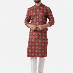 THE KURTA COMPANY Ethnic Motifs Printed Mandarin Collar Kurta-picture-30