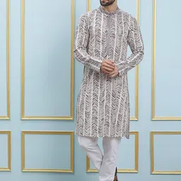See Designs Printed Embroidery Cotton Kurta-image-13