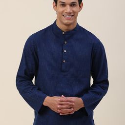 Fabindia Men Navy Blue Striped Cotton Kurta-image-92