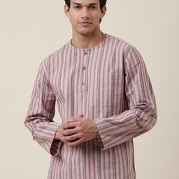 Fabindia Men Multicoloured Striped Cotton Kurta-9