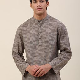 Fabindia Men Brown Geometric Printed Kurta-image-26