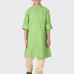 Fabindia Boys Green Geometric Printed Kurta-36