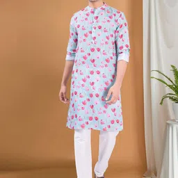 SHIWAM ETHNIX Floral Printed Mandarin Collar Straight Kurta-image-63