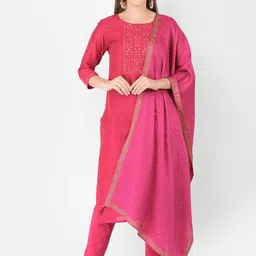 Span Women Pink  Embroidered Straight Kurta-picture-21