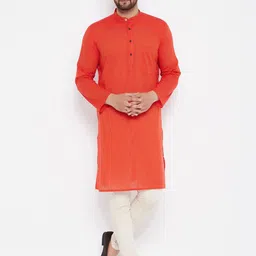 even Men Orange Striped Kurta-picture-38