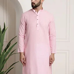 SOJANYA Men Pink Thread Work Dobby Kurta-picture-44