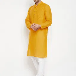 even Men Yellow Solid Kurta-picture-8