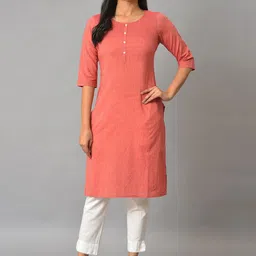 AURELIA Round Neck Straight Pure Cotton Kurta-image-61