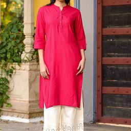 Juniper Plus Size Mandarin Collar Roll-Up Sleeves Kurta-image-8