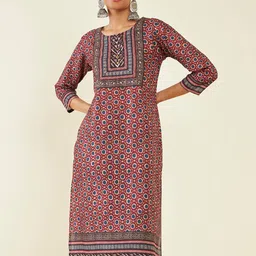 Soch Geometric Printed Sequins Straight Kurta-4
