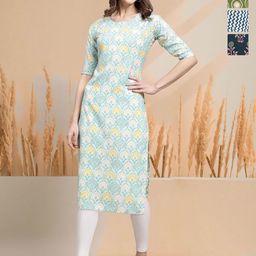 7Threads Women Ethnic Motifs Printed Thread Work Floral Crepe Kurta-image-86