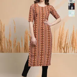 7Threads Women Ethnic Motifs Printed Thread Work Floral Crepe Kurta-35