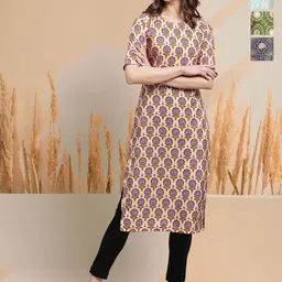 7Threads Women Ethnic Motifs Printed Thread Work Floral Crepe Kurta-12