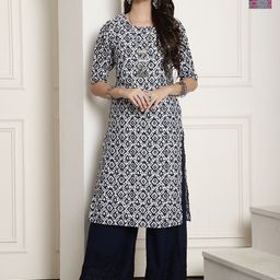 7Threads Women Ethnic Motifs Printed Floral Crepe Kurta-image-70