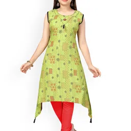 Aarika Girls Ethnic Motifs Printed Beaded Pure Cotton Kurta With Leggings-image-21