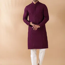 THE KURTA COMPANY Geometric Embroidered Thread Work Kurta-picture-20