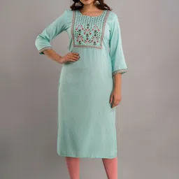 NISHABD Ethnic Motif Yoke Design Thread Work Straight Kurta-image-31