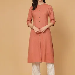 Pistaa Mandarin Collar Cotton A-Line Kurta-28