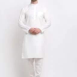 Benstoke Men White Solid Kurta-22