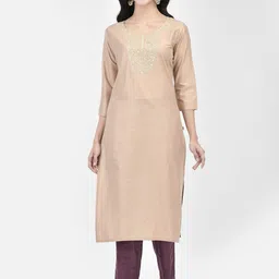 Span Women Yoke Design Thread Work Kurta-image-82