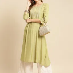 Rangita Ethnic Motifs Yoke Design Plated A-Line Kurta-picture-51
