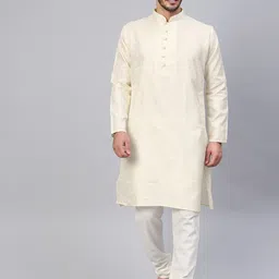 SOJANYA Mandarin Collar Ethnic Motifs Woven Design Kurta-image-90
