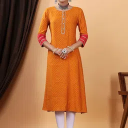 VASVI Striped Thread Work Silk A-Line Kurta-picture-26