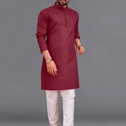 allan peter Mandarin Collar Straight Cotton Kurta-picture-29