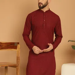 TREEMODA Ethnic Motifs Embroidered Chikankari Straight Kurta-image-11