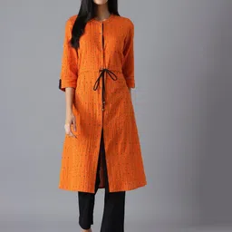 AURELIA Women Orange Geometric Printed Pure Cotton Kurta-32